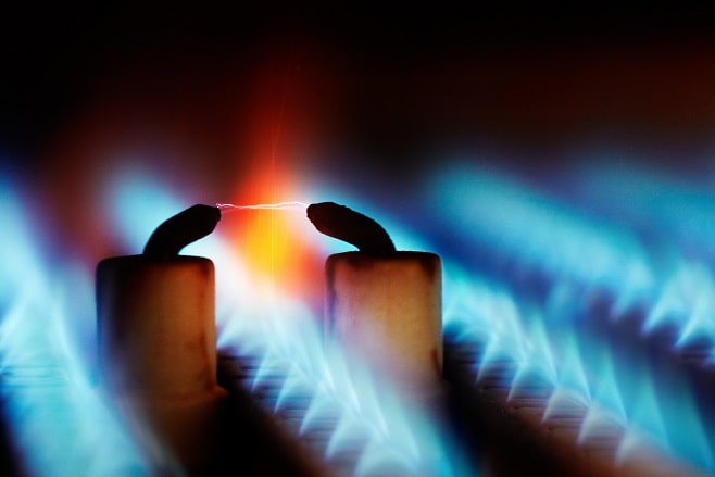 Flamme d'une chaudière à gaz