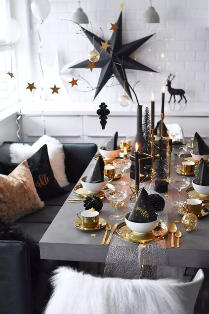 Déco Nouvel an tendance : du noir et blanc réveillon 31 décembre