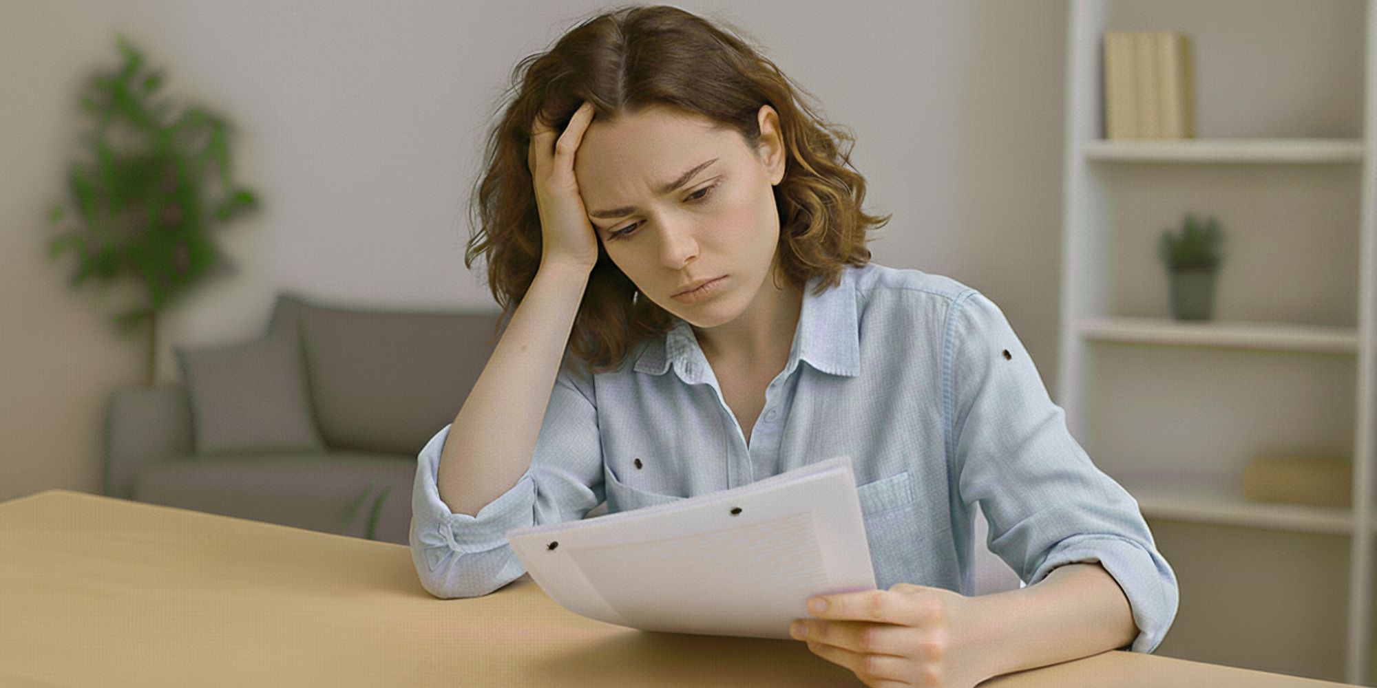 Personne qui est confrontée à des punaises de lit et qui regarde si son contrat d'assurance habitation prend en charge le traitement
