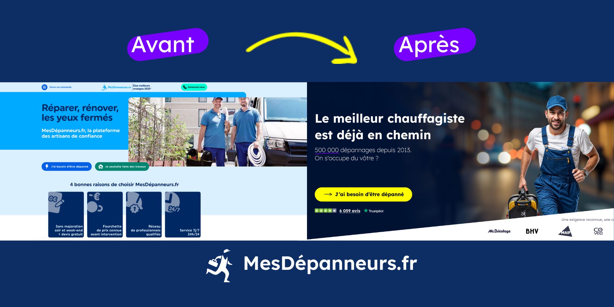 avant/après nouveau site MesDépanneurs.fr sortie officielle octobre 2025! 