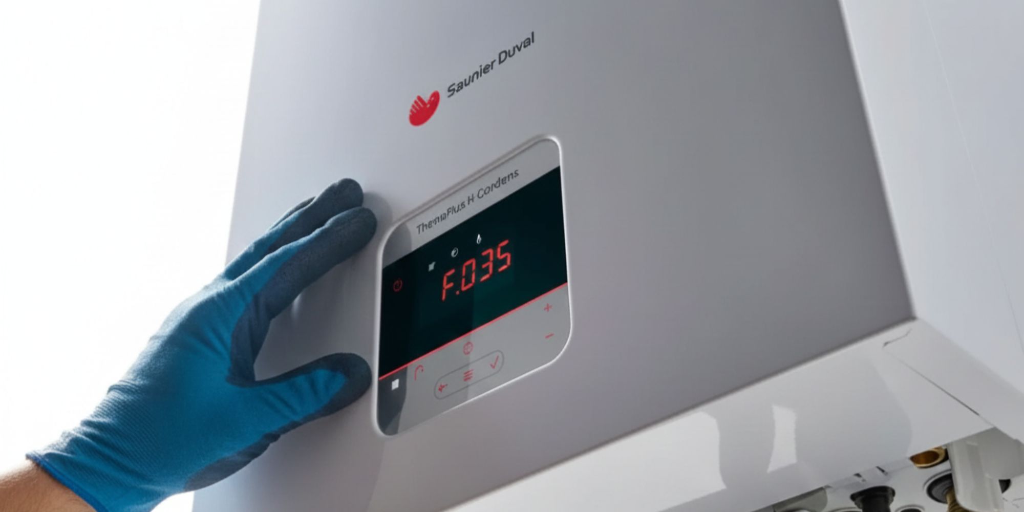 chaudière de marque Saunier Duval présentant sur son écran le code erreur F35