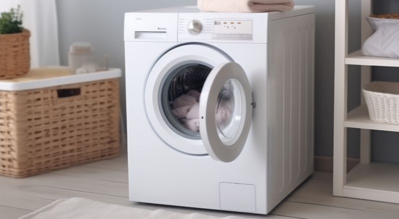 machine a laver modele standard dans une buanderie 