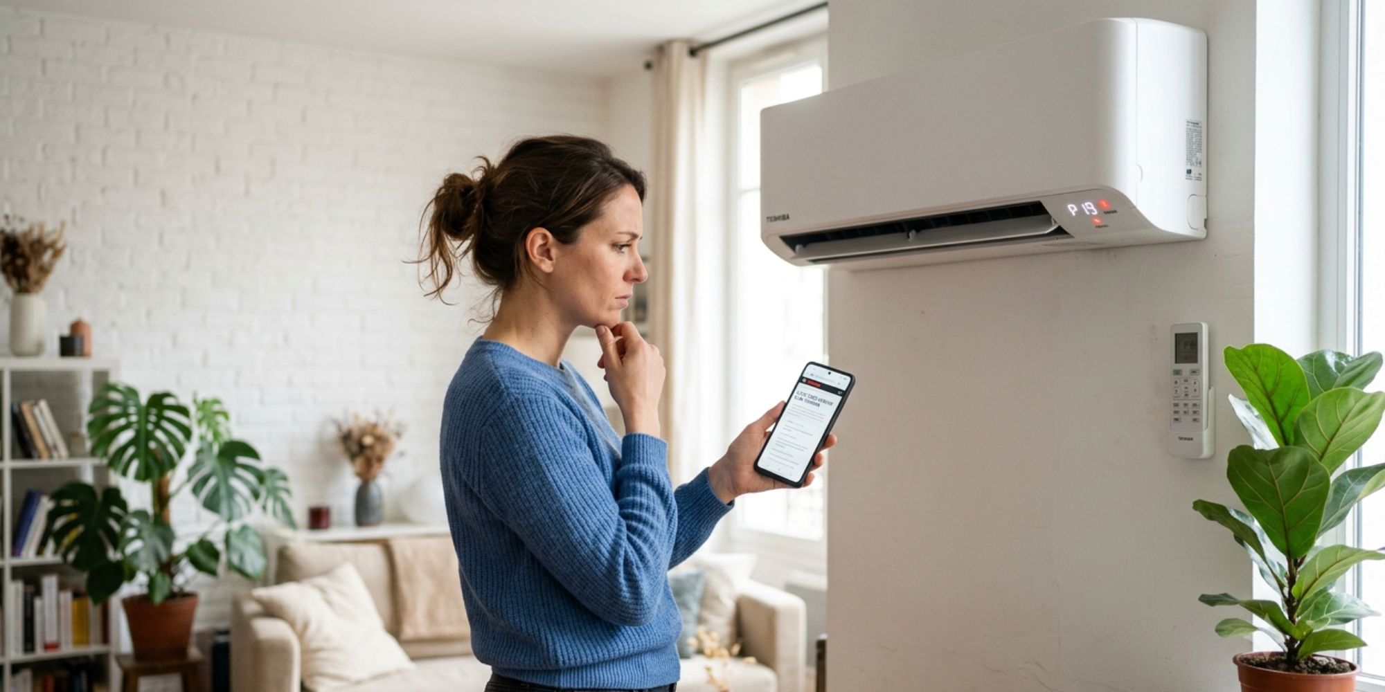 Personne qui constate un code erreur sur sa clim Toshiba