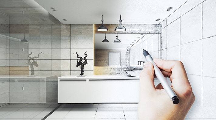 Dessin d'un plan de salle de bain