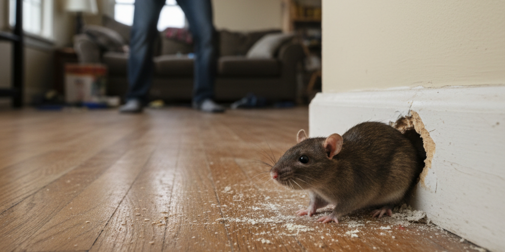 Photo d'un rat qui sort d'une plinthe