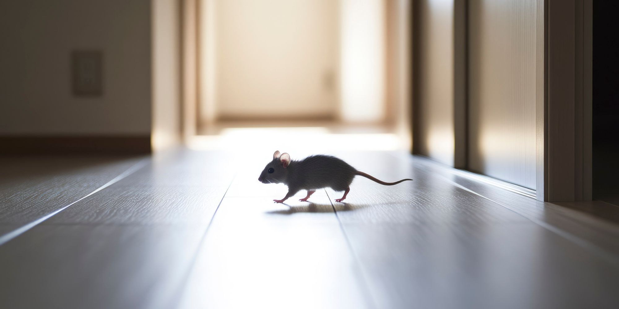souris trottinant dans le couloir d'un appartement 