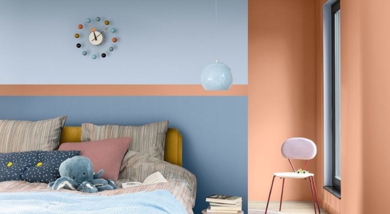couleur dulux bleu horizon dans une chambre d'enfant