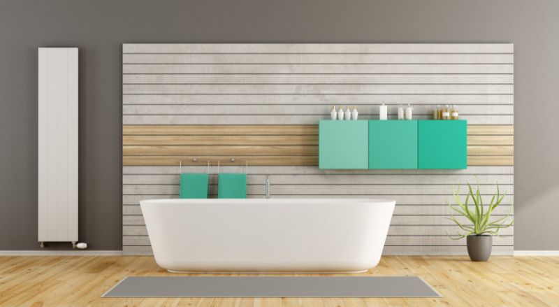 radiateur en ceramique mural dans une salle de bain moderne