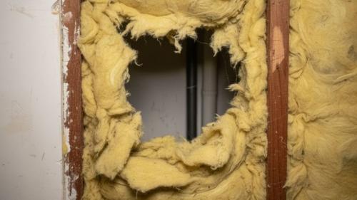 Isolation murale en laine de verre rongée par les rats