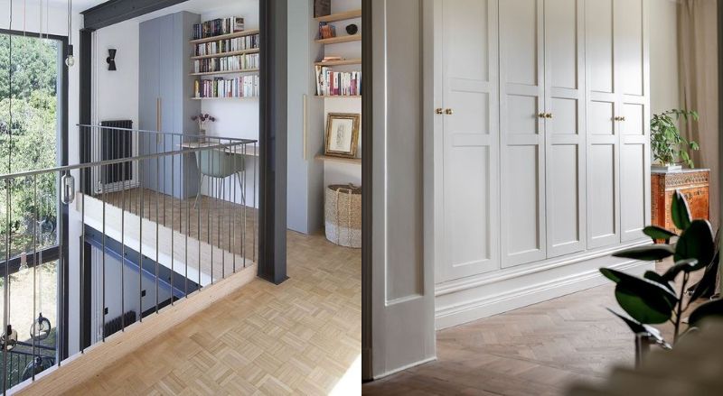 deux exemples d interieur avec parquet mosaique blanchi