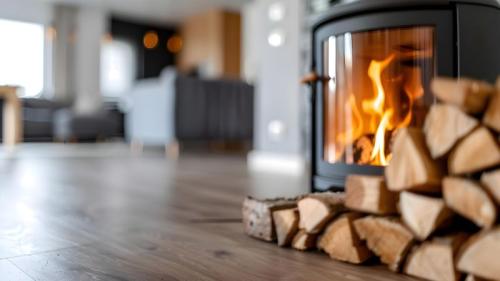 stock de bûches devant un poêle pour illustrer le concept de qualité du combustible dans le contexte d'un problème de tirage