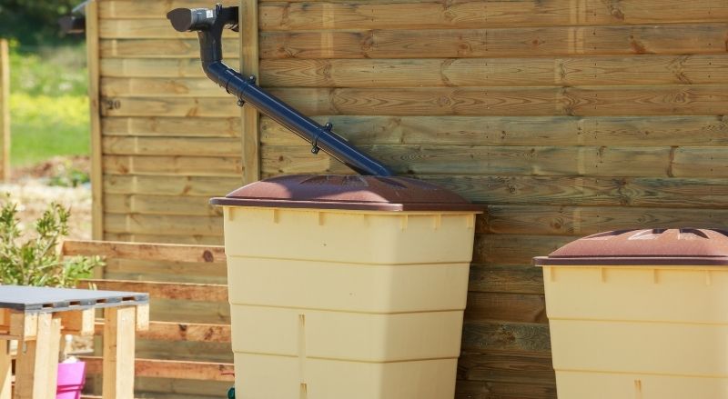 récupérateur d'eau dans un jardin