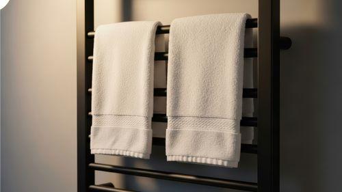 sèche-serviette mural, efficace pour réduire l'humdiité dans une salle de bain, à condition de le combiner avec une ventilation efficace