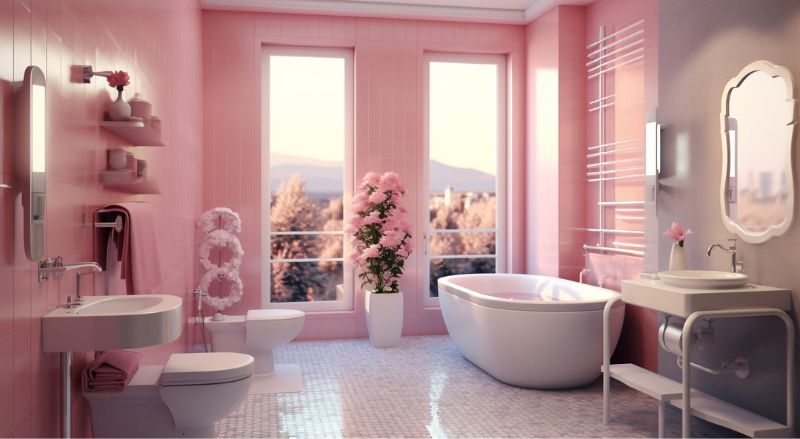 salle de bain rose barbie