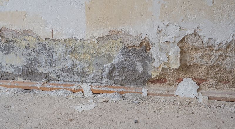 salpetre sur un mur attaque par l humidite