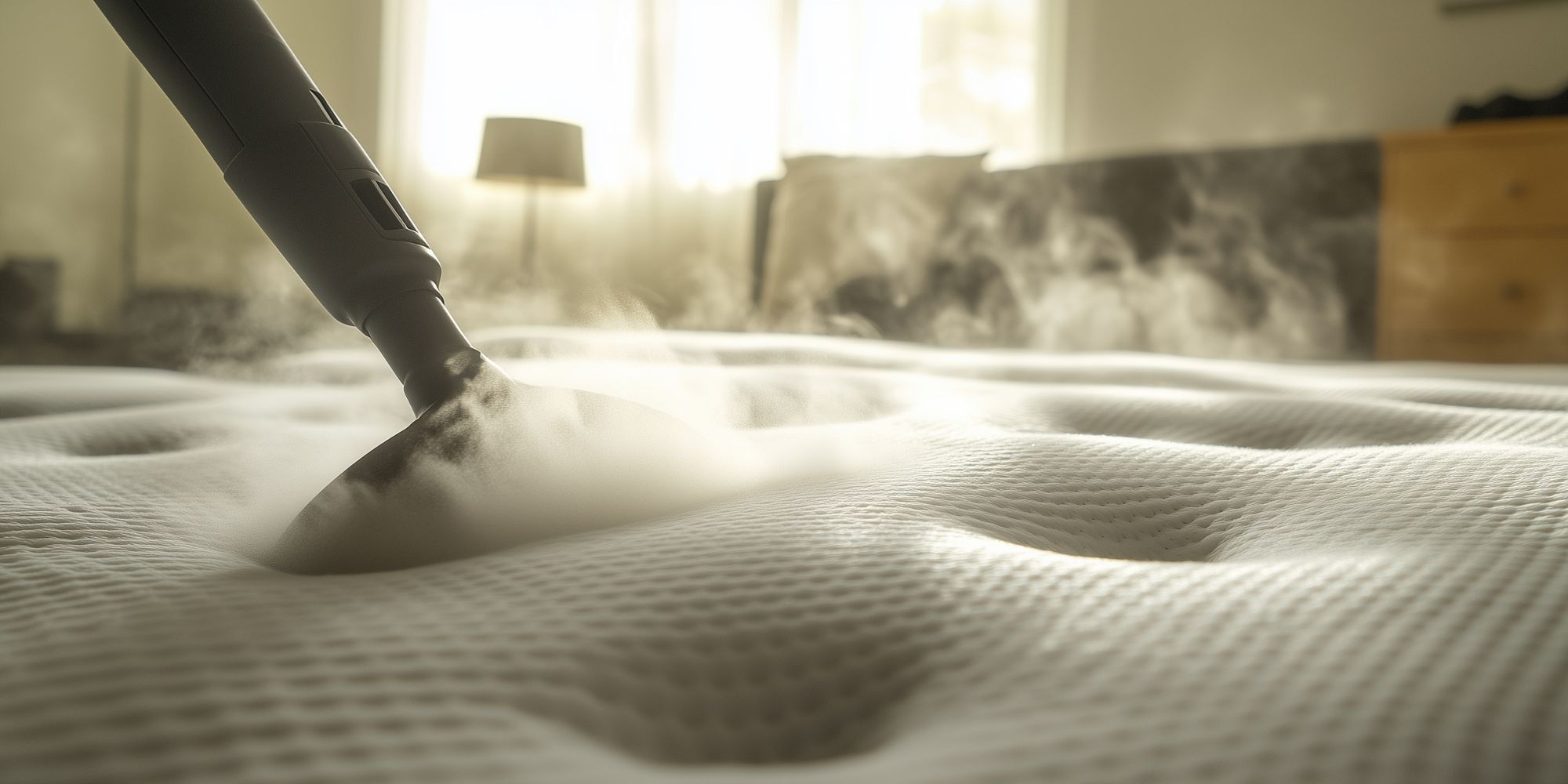 Traitement thermique des punaises de lit par vapeur sèche sur matelas – pour illustrer le concept du prix d'intervention 