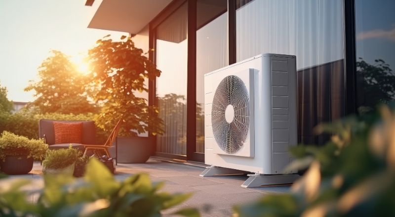 pompe a chaleur a air installee en exterieur d une maison moderne energie durable et propre a la maison
