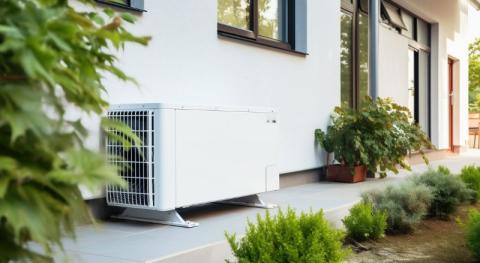 pac avec coffrage en acier ou aluminium blanc a l exterieur d une grande maison