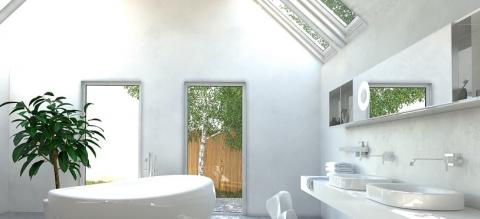 Vue modélisée d'une salle de bain sous pente